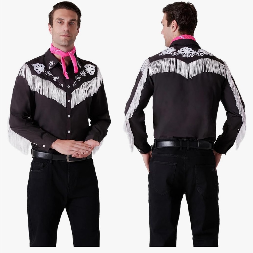 Barbie Western Ken Black Shirt with Pink Bandana